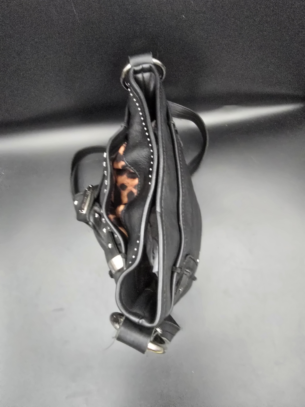 b. makowsky Black Leather Studded Crossbody Bag - Picture 5 of 12